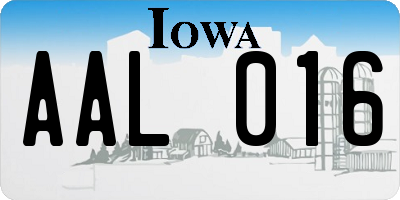 IA license plate AAL016