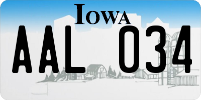 IA license plate AAL034