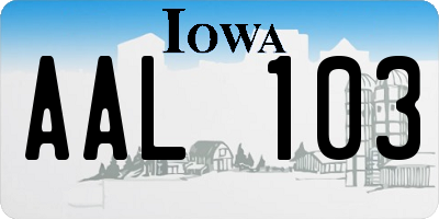 IA license plate AAL103