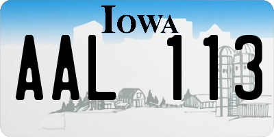 IA license plate AAL113