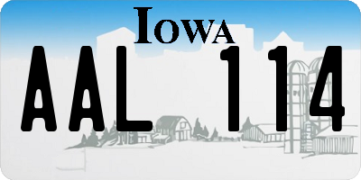 IA license plate AAL114