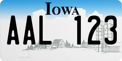 IA license plate AAL123