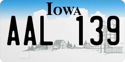 IA license plate AAL139