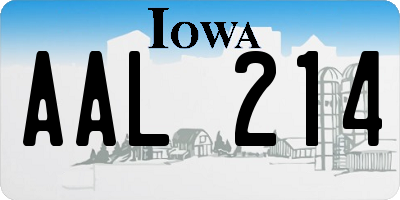 IA license plate AAL214