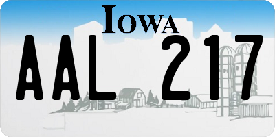 IA license plate AAL217