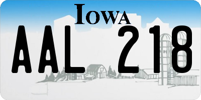 IA license plate AAL218