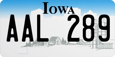 IA license plate AAL289