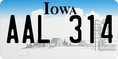 IA license plate AAL314
