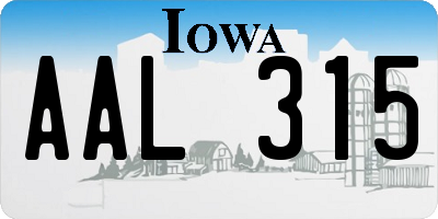 IA license plate AAL315