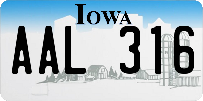 IA license plate AAL316