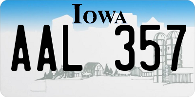 IA license plate AAL357