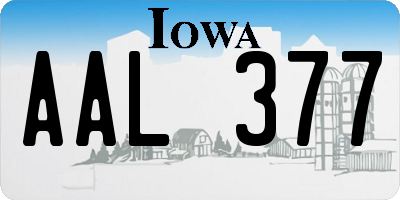 IA license plate AAL377