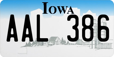 IA license plate AAL386