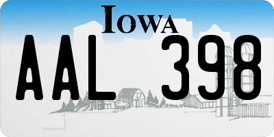 IA license plate AAL398