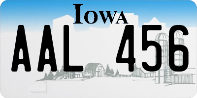 IA license plate AAL456