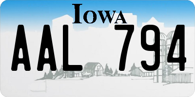 IA license plate AAL794