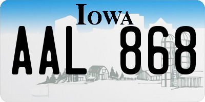 IA license plate AAL868