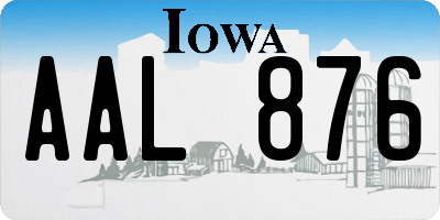 IA license plate AAL876