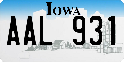 IA license plate AAL931