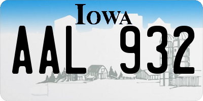 IA license plate AAL932