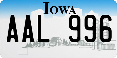 IA license plate AAL996