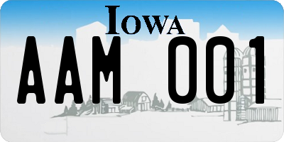 IA license plate AAM001