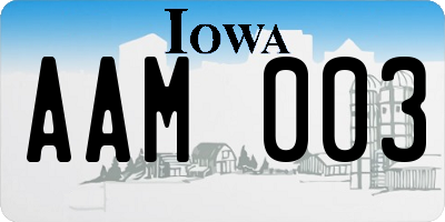 IA license plate AAM003