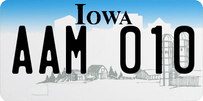 IA license plate AAM010