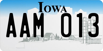 IA license plate AAM013