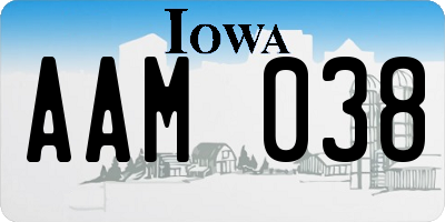 IA license plate AAM038