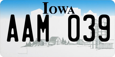 IA license plate AAM039