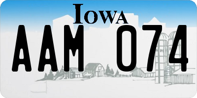 IA license plate AAM074