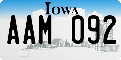 IA license plate AAM092