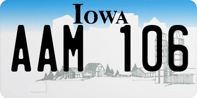 IA license plate AAM106