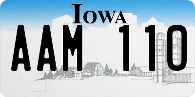 IA license plate AAM110