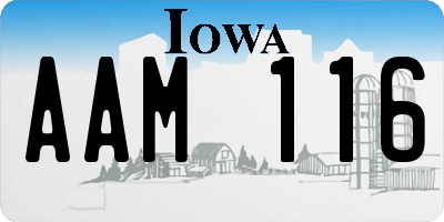 IA license plate AAM116