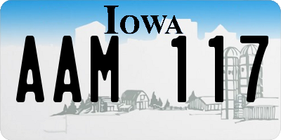 IA license plate AAM117