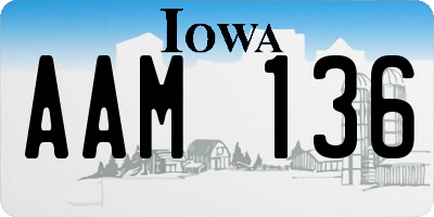 IA license plate AAM136