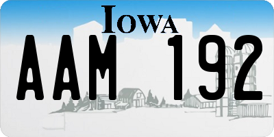 IA license plate AAM192