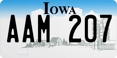 IA license plate AAM207