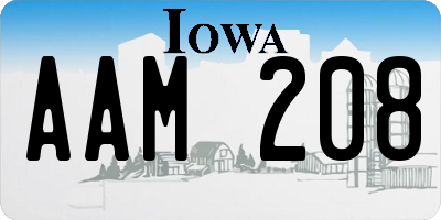 IA license plate AAM208
