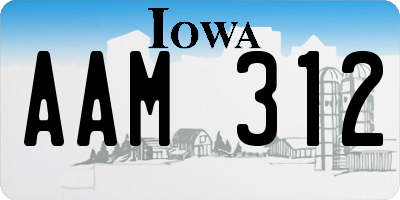 IA license plate AAM312