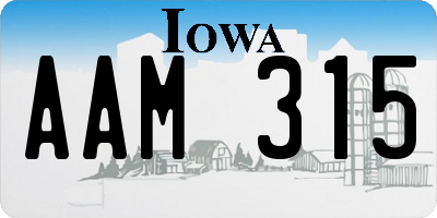 IA license plate AAM315