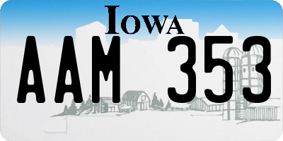 IA license plate AAM353