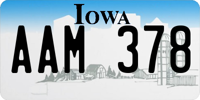 IA license plate AAM378