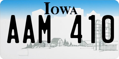 IA license plate AAM410