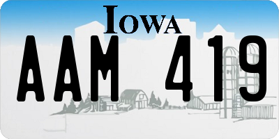 IA license plate AAM419