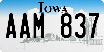 IA license plate AAM837