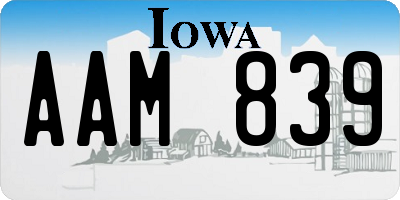 IA license plate AAM839