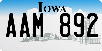 IA license plate AAM892